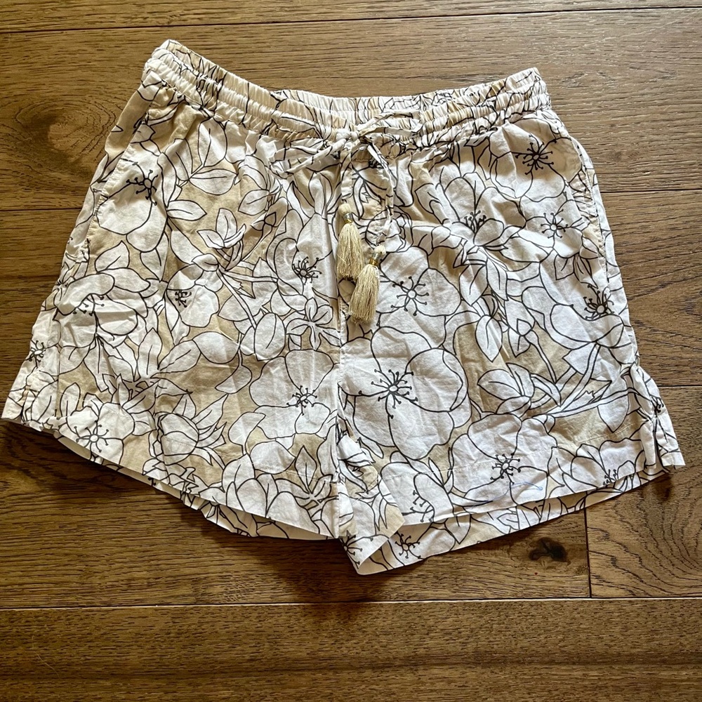 ECHO beige printed beach shorts - beige and white 100% cotton